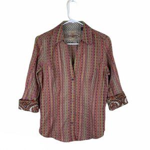 Robert Graham Flip Cuff Button Front Top Medium